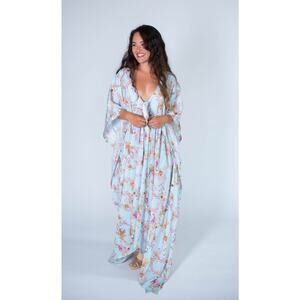 Tribe Kelly bella dress Teal Floral L/XL Retail $225